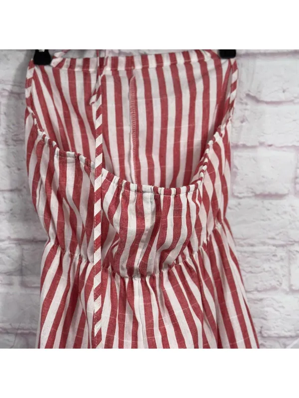 Zaful Large Red and White Striped Halter Romper - Image 5