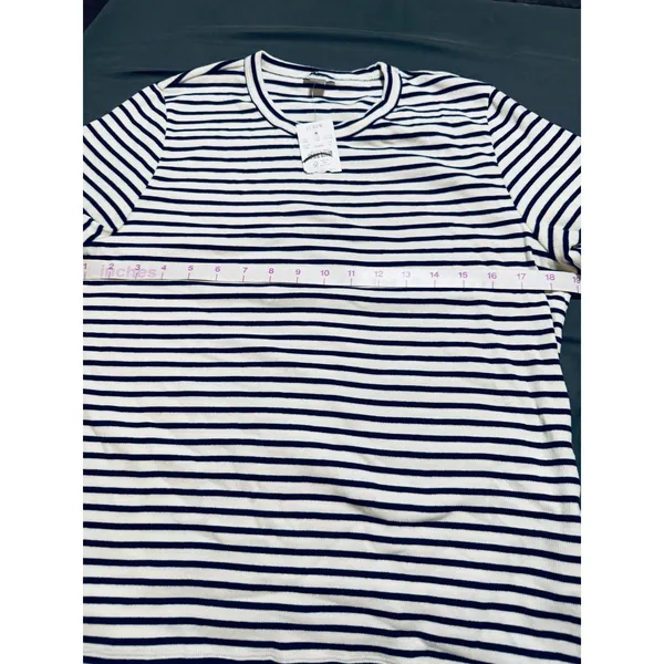 NWT J.Crew Striped Ribbed Crewneck Tee Navy Blue White Size XL Causal‎ Basics - Image 7