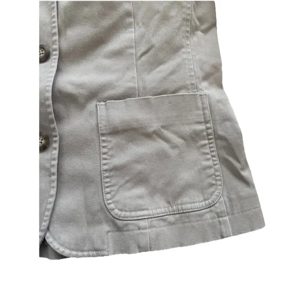 LL Bean Jacket Womens Sz 12R Utility Khaki‎ Cotton Canvas Unlined Blazer Jacket - Image 4