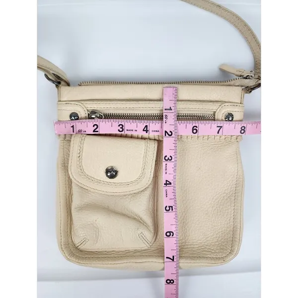 Brighton Cream Leather Crossbody with Front Pocket - Image 8