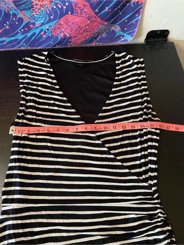 Sleeveless Black and White Striped V-Neck Maxi Dress - Image 3