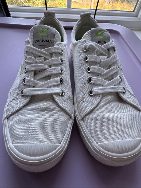 Cariuma‎ OCA Low White Canvas Sneakers Women's 6.5 Sustainable Shoes - Image 3