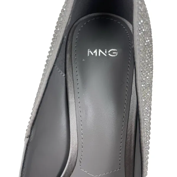 Mango Rhinestone Embellished Pointed Toe Satin Heel Pump Gray Size 39/ 8.5 - Image 11