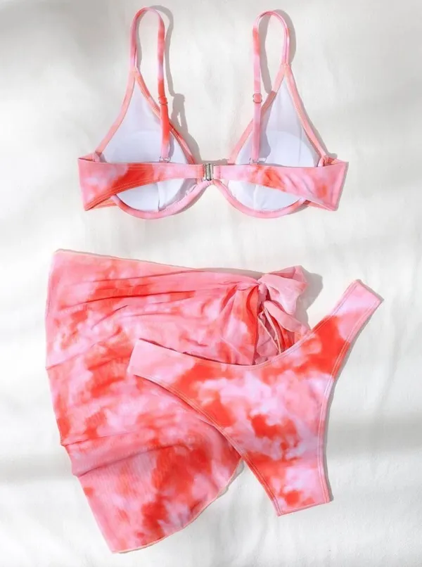 SheIn Pink Tie Dye Bikini Set - Image 2