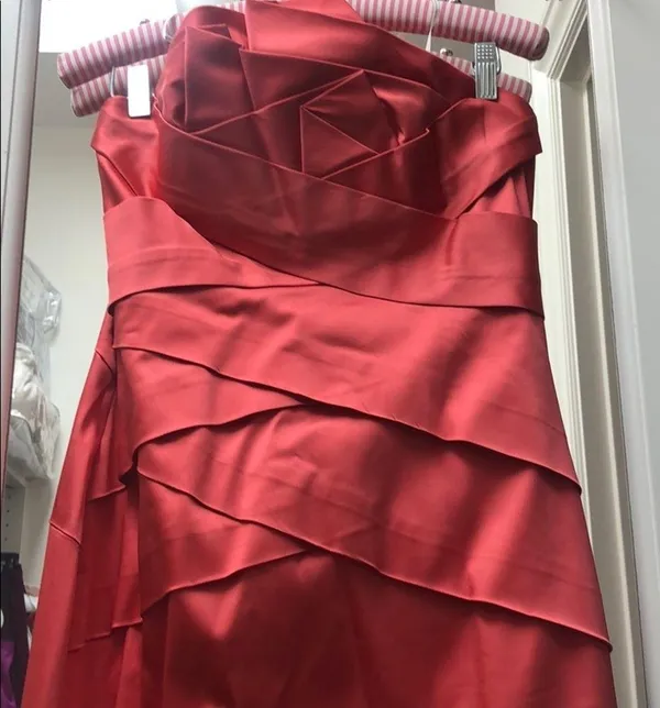 Phoebe Couture coral elegant gown sz 4 - Image 3