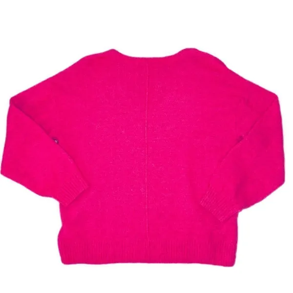 Vince Camuto Hot Pink Center Seam V-Neck Sweater Size Small - Image 2