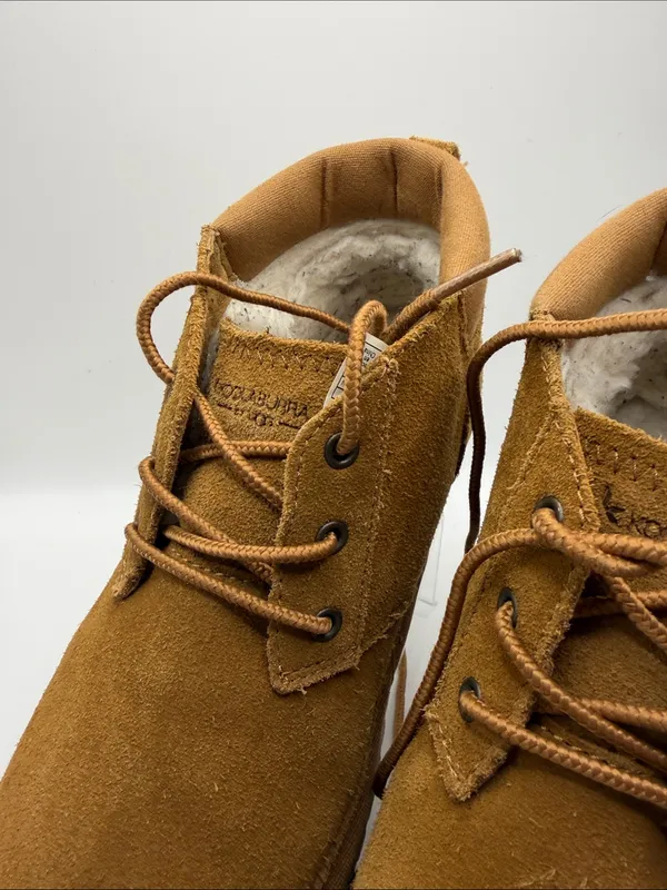 UGG Koolaburra Women's Suede Lace-Up Tan Ankle Booties Faux Fur Lining Size 8 - Image 5