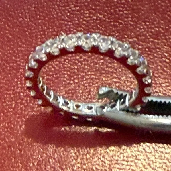 Elegant Thin Silver Color Band with Shiny Cubic Zirconia band 6 - Image 3