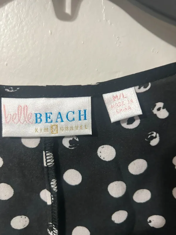belle beach by kim gravel black polka dot maxi dress size M/L - Image 3