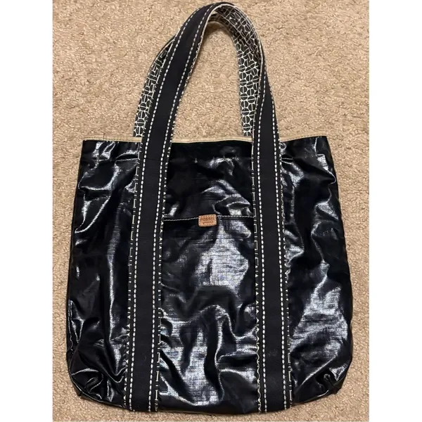 Fossil Black/Tan Key-Per Magnetic Closure Tote Bag Purse - Image 3