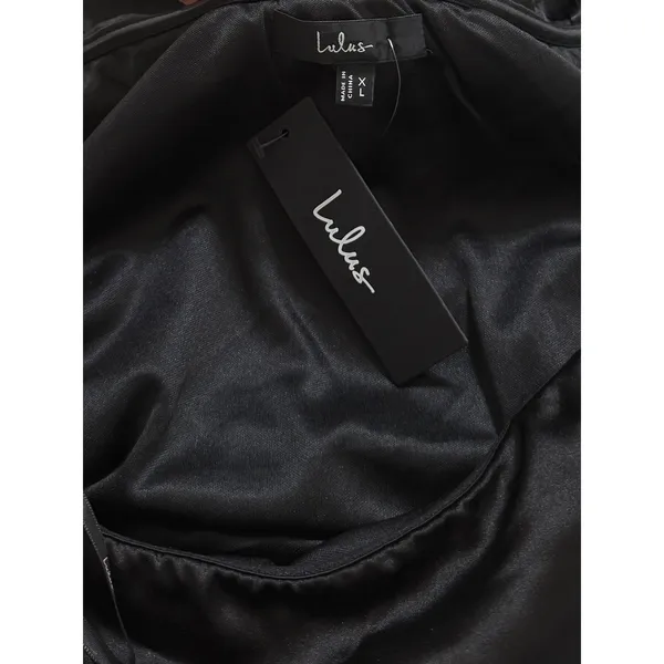 Lulus Luxurious Vision Black Satin Off-the-Shoulder Mini Dress size XL NWT - Image 3