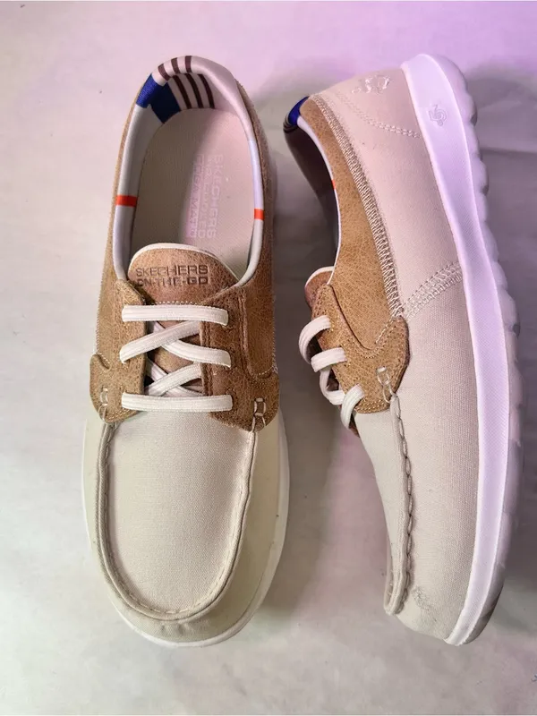 Skechers Cream & Tan Lace-Up Casual Sneakers - Image 6