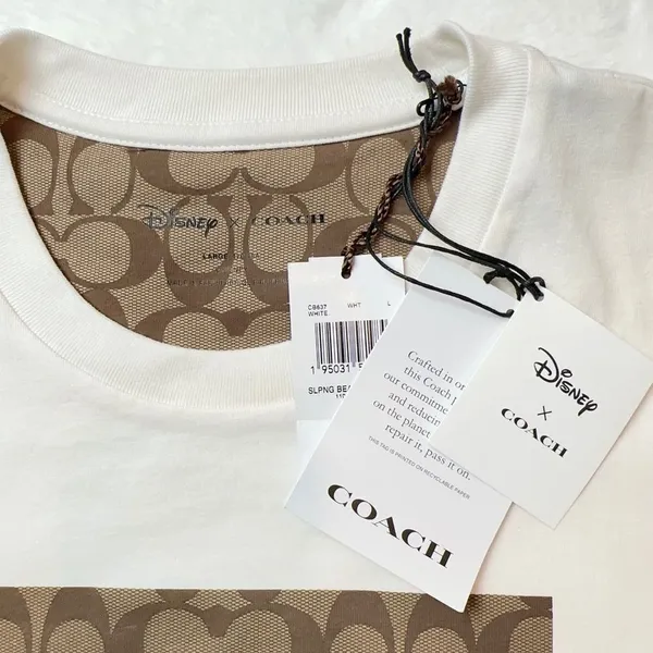 NWT Disney X Coach Signature Sleeping Beauty T‎ Shirt off white size L - Image 7