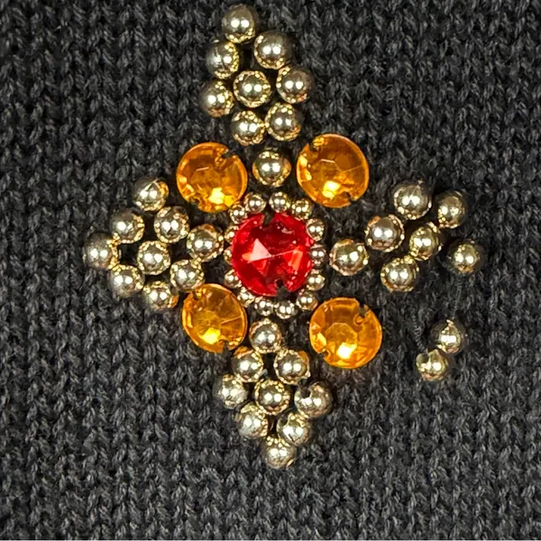 VTG 80s 90s Black Beaded Sweater Size Large Jeweled Embellished Statement Glam - Image 11