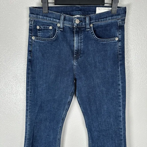 Rag & Bone Womens Jeans Size 27 10 Inch Crop Flare Blue Indigo Embroidered Hem‎ - Image 2