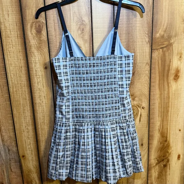 Hollister Blue Plaid Smocked Mini Dress Size Large - Image 6