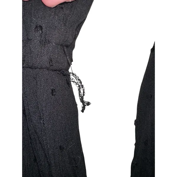 Baltic Born Black Swiss Dot Smocked Mock Neck Tiered Mini‎ Dress Large Boho - Image 7