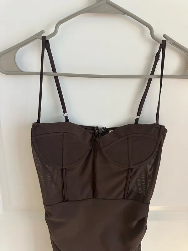 Brown Bodycon Dress Size XS - Image 3