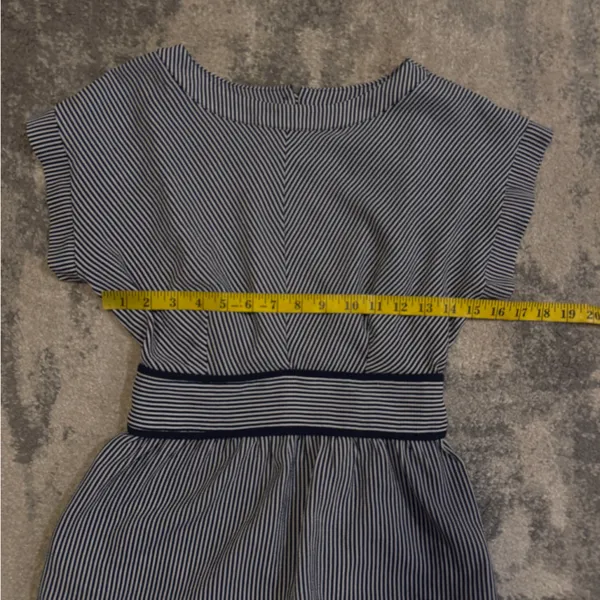 Monteau Navy Blue and White Striped Blouse - Image 5