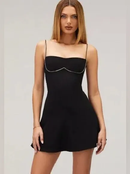 Mistress Rocks House of CB Love Bug Black Skater Mini Dress Womens Size L+ / XL‎ - Image 3