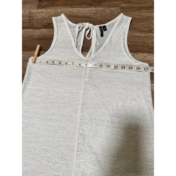 Portocruz White Lace Stripe V-Neck Swim Cover Up Dress Keyhole Back Small‎ - Image 6