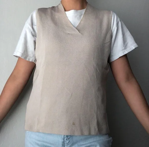 vintage beige merona sweater vest - Image 2