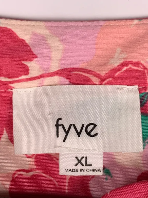 Fyve Womens XL Tropical Floral Sleeveless Blouse Pink High Low Tunic - Image 5