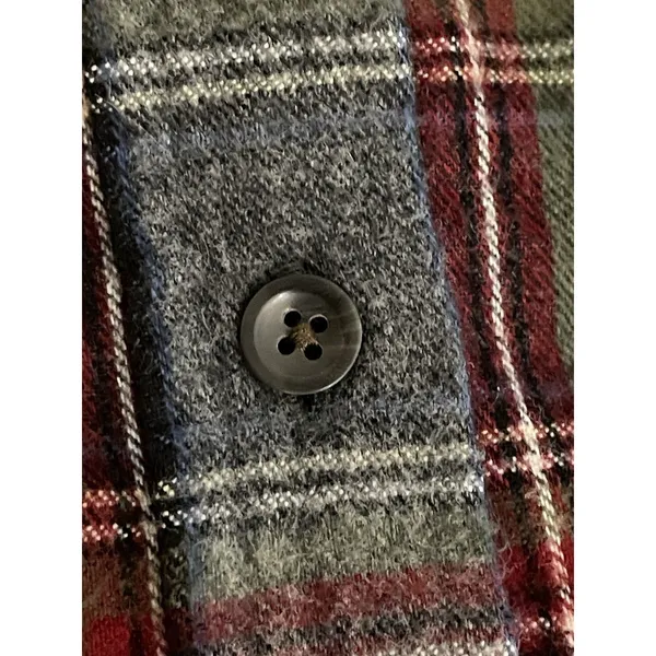 L.L. Bean Gray Stewart Plaid Flannel Slightly Fitted Shirt Womens Size Medium - Image 11