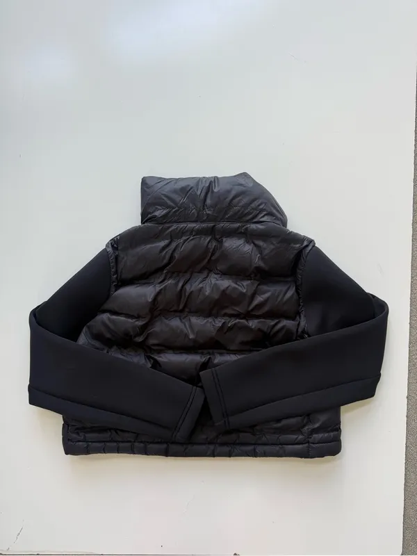 Zara Black Combination Cropped Puffer Coat Size Large - Image 7