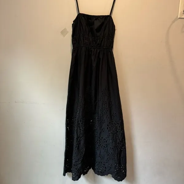 NWT Madewell Embroidered Tank Midi Dress in Poplin NS131‎ Black Sz 2 - Image 3