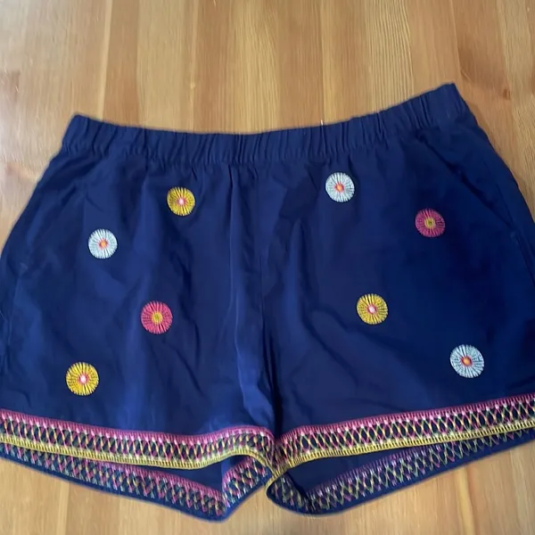 Embroidered boho floral elastic pull on Madewell short with pockets - Image 5
