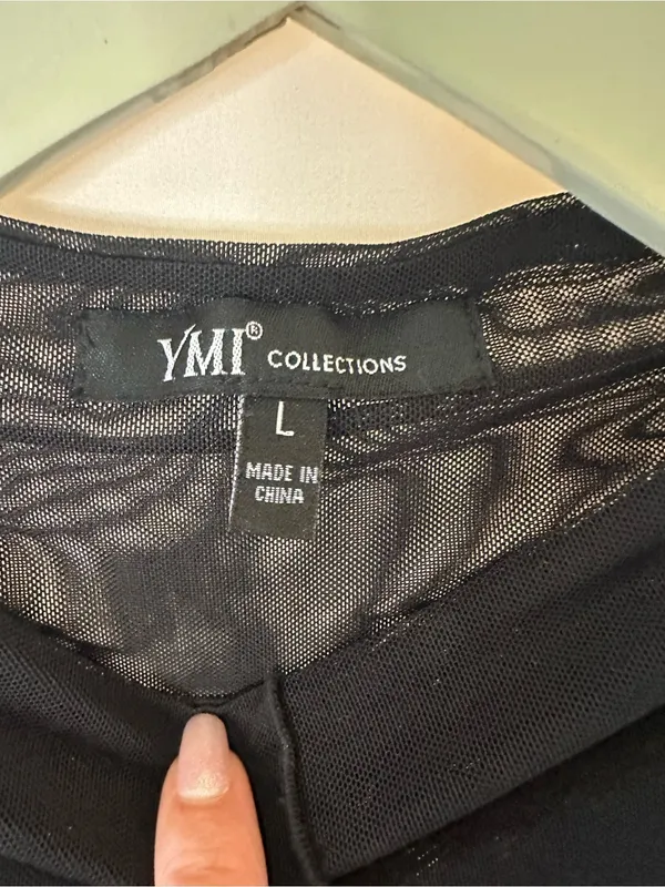 YMI Black Long-Sleeve Mesh Top - Image 4