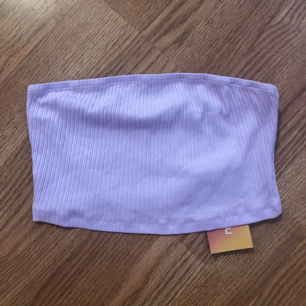 lilac purple ribbed tube top - Image 2