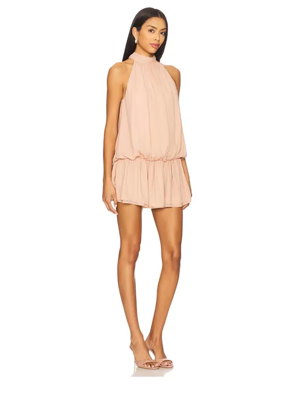 More to Come Revolve Kassia Mini Dress Blush Size S Tan - Image 2