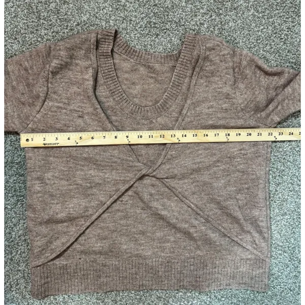 French Connection Women Brown Twist Front Layered Look Wool Blend Sweater Large - Image 4