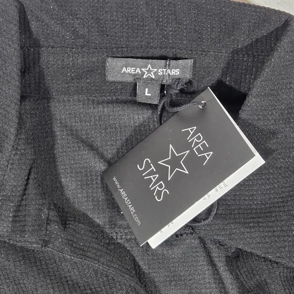 Area Stars Black Waffle Knit Cropped Polo Top Long‎ Sleeve Large ASDJF2338B - Image 3