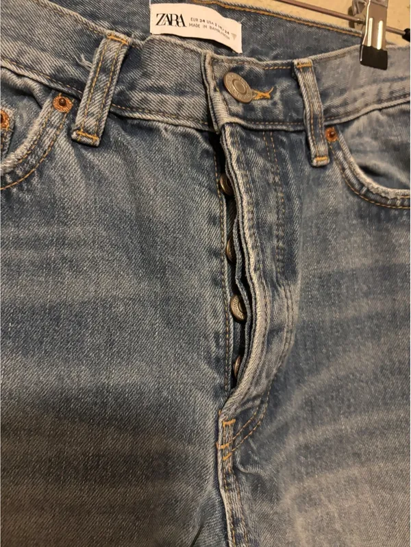 Zara Light Blue High-Waisted Straight Leg Jeans - Image 2