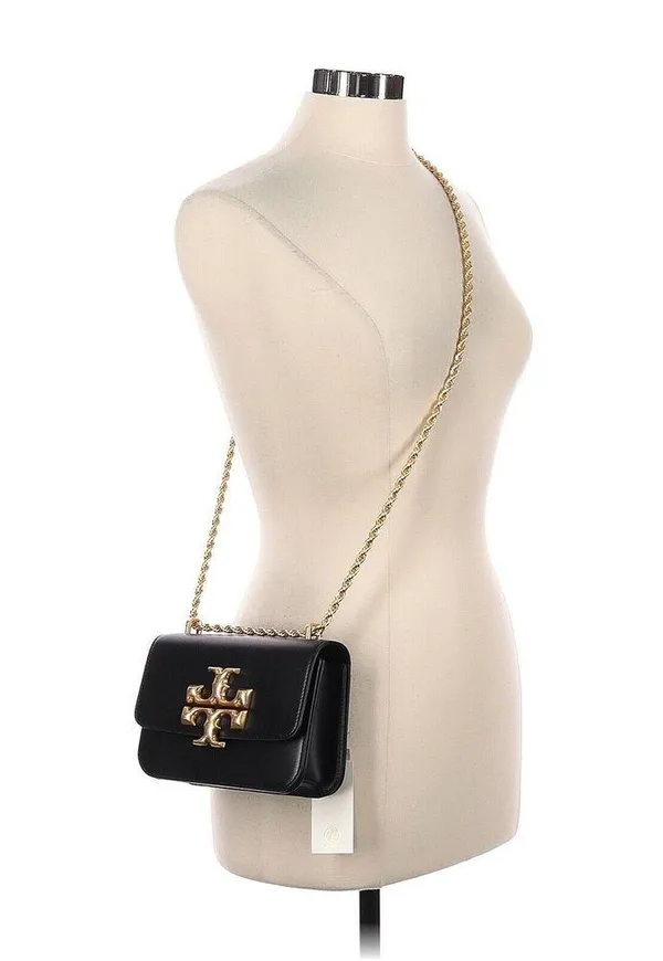 TORY BURCH Eleanor Solid Black Leather Small Convertible Crossbody Shoulder Bag - Image 2