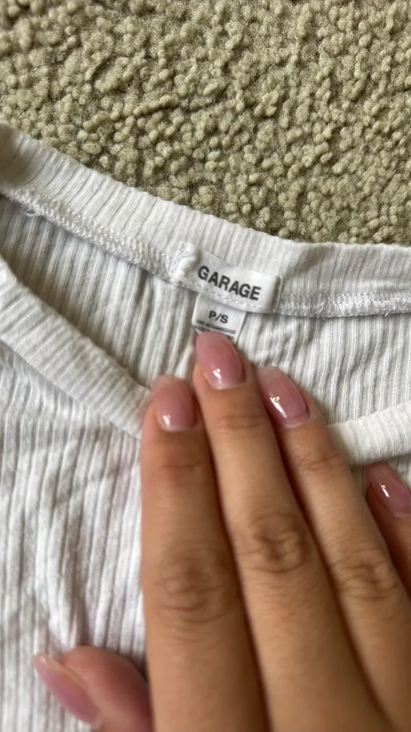 White Garage Long Sleeve Crop Top - Image 2