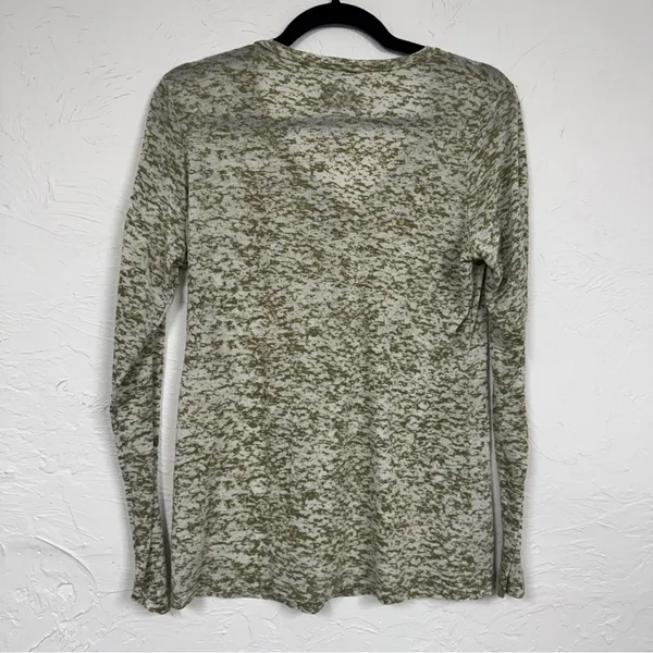 Vintage Awake Inc Green Burn Out Long Sleeve Tee Shirt Womens XL Casual V Neck - Image 9