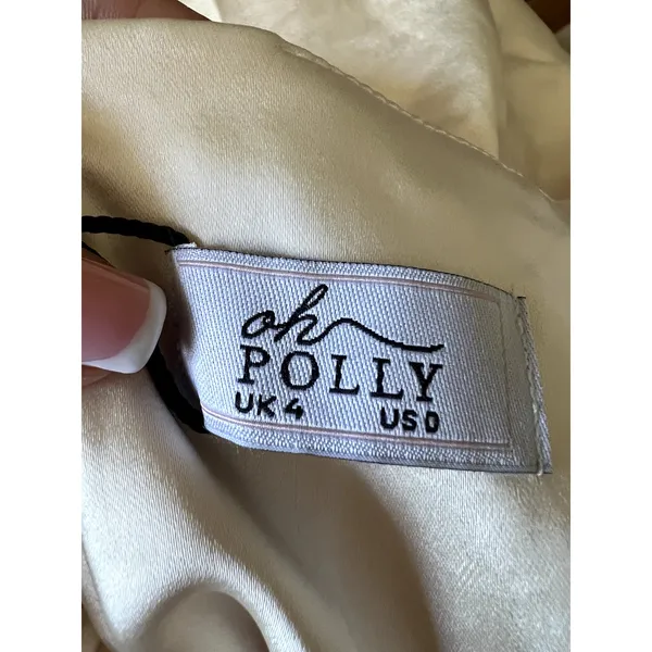 Oh Polly Anastasia Draped Halterneck Satin Mini Dress in Ivory Size 0 New - Image 11