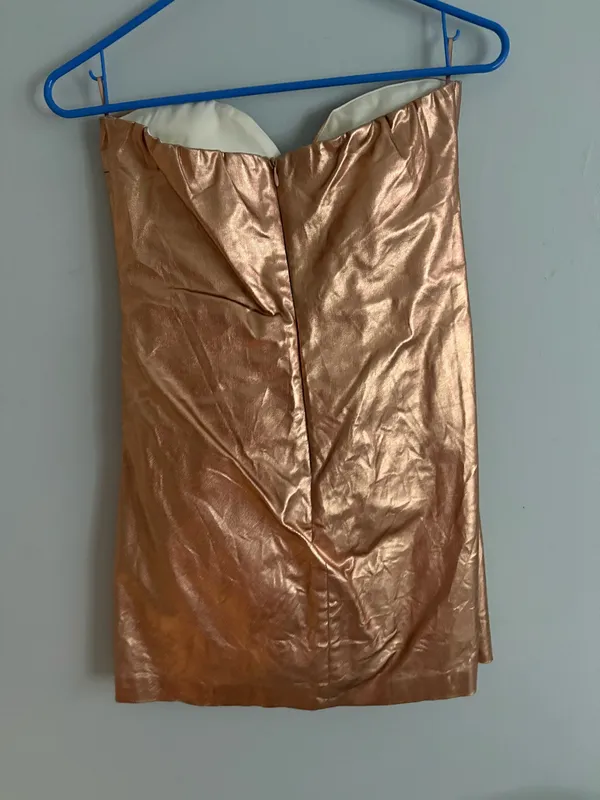 Gold ZARA Mini Dress Metallic Strapless - Image 2