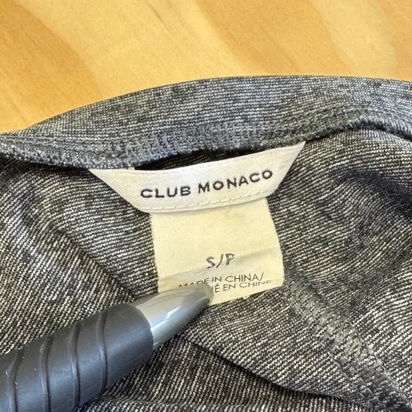 Club Monaco Women's Gray Stretch Dress Faux Wrap Self Side Tie Sheath Sz Small‎ - Image 7