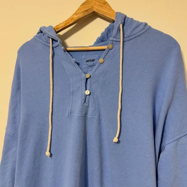 Beach Weekend Oversized Hoodie Size Medium Blue Sweater - Image 3