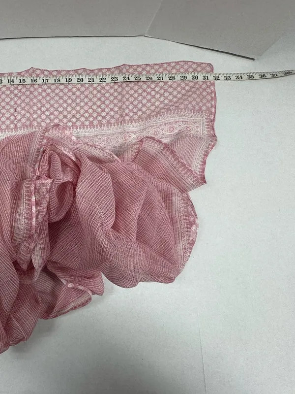 Pink and White Lightweight Puree Cotton Patterned Shawl‎ or Scarf - 97" x 32". - Image 6