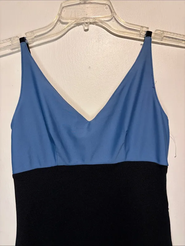Vintage Bebe Moda 2 Deep Side Slits Maxi Gown Black Blue Size S Made in USA 90s - Image 6