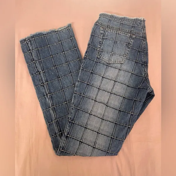 Ralph Lauren Blue Patchwork Grid-Textured Jeans - Image 8