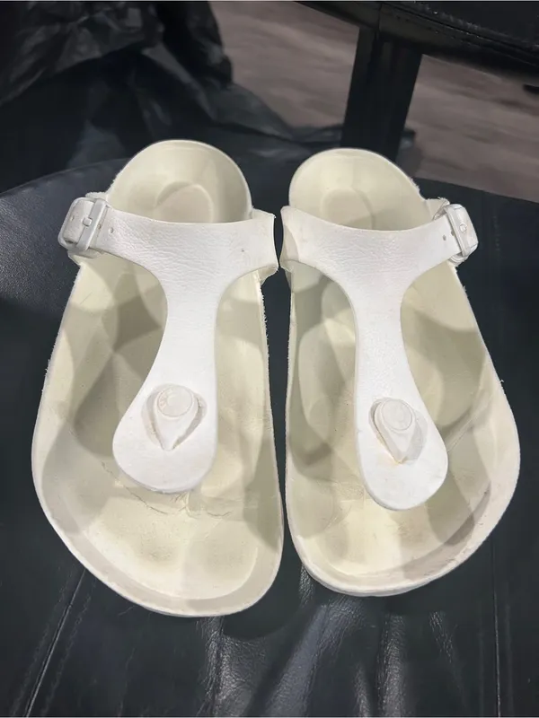 Birkenstock White T-Strap Women's Sandals - Image 2