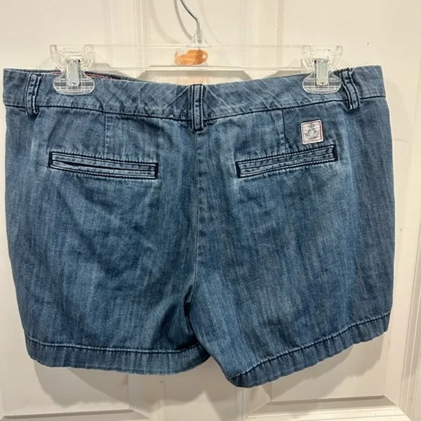 Tommy Hilfiger Womens‎ Blue Denim Chambray Chino Shorts Size 4 Embroidered Logo - Image 4