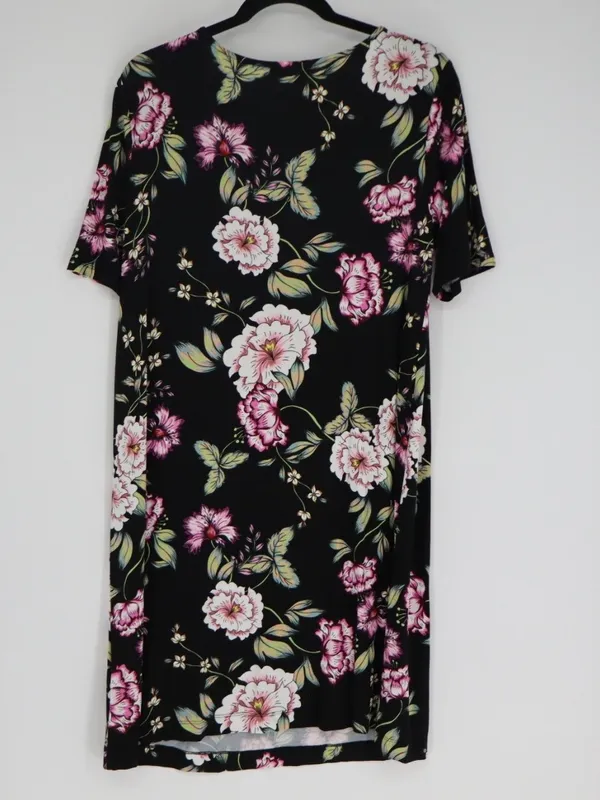Yumi Kim Floral Dress XL Black Pink Multicolor Short Sleeve Stretch Mini Stretch - Image 9